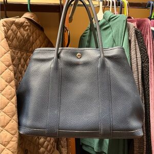 Authentic Hermes garden party pebbled navy blue tote